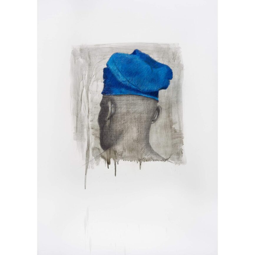 Cabeza con gorro azul