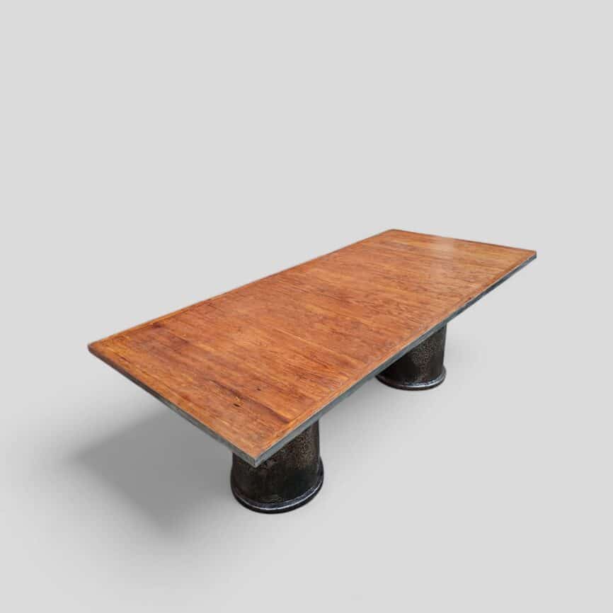 Mesa de Comedor Madera y Hierro lateral